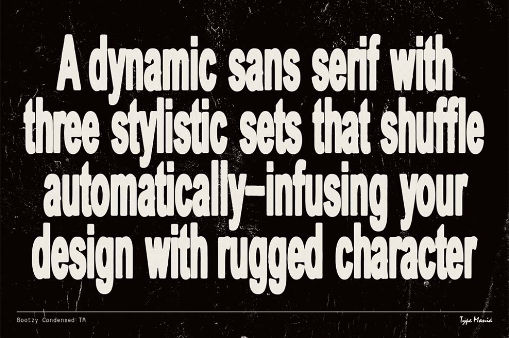 复古粗犷磨损印刷LOGO海报标题无衬线字体Bootzy Condensed TM – Rugged Font 设计素材 sucaiwan.com