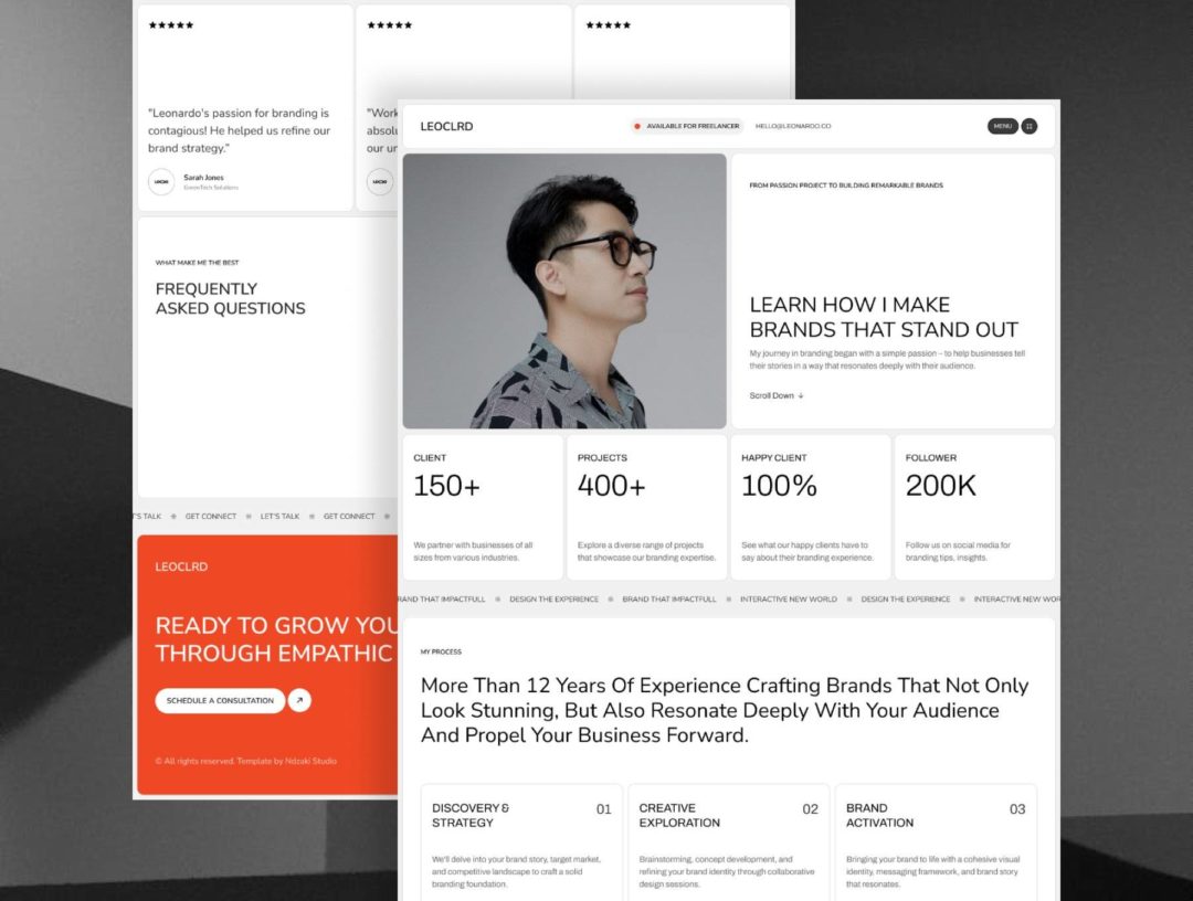 创意极简自由职业设计作品集网站web ui界面设计framer模板素材 Leonor Personal Framer Template APP UI 第5张-素材湾丨精选海外优质设计素材资源 创意极简自由职业设计作品集网站web ui界面设计framer模板素材 Leonor Personal Framer Template APP UI sucaiwan.com