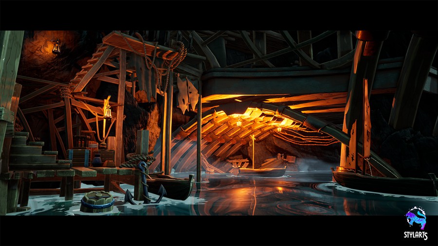 奇幻风格化海洋海盗船港口城市场景3D模型UE设计素材 Stylized Pirate Port City Modular 样机素材 sucaiwan.com