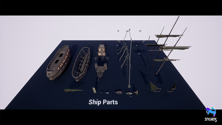 奇幻风格化海洋海盗船港口城市场景3D模型UE设计素材 Stylized Pirate Port City Modular 样机素材 sucaiwan.com