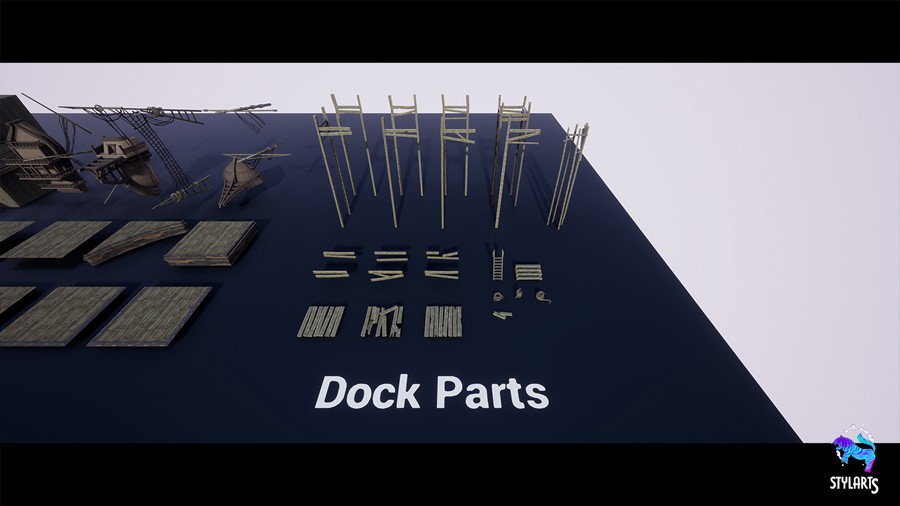 奇幻风格化海洋海盗船港口城市场景3D模型UE设计素材 Stylized Pirate Port City Modular 样机素材 sucaiwan.com