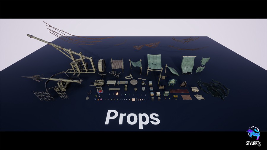 奇幻风格化海洋海盗船港口城市场景3D模型UE设计素材 Stylized Pirate Port City Modular 样机素材 sucaiwan.com