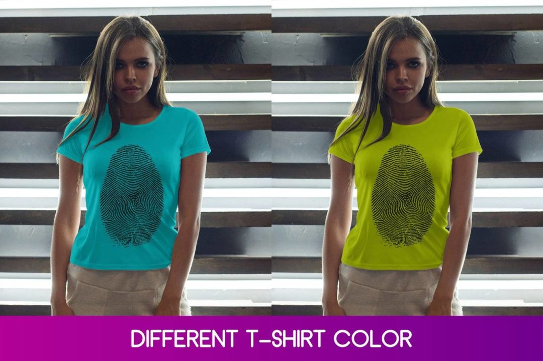 10款霓虹灯背景女士T恤半袖设计展示效果图PS贴图样机模板 T-Shirt Mock-Up 2018 #32 样机素材 sucaiwan.com