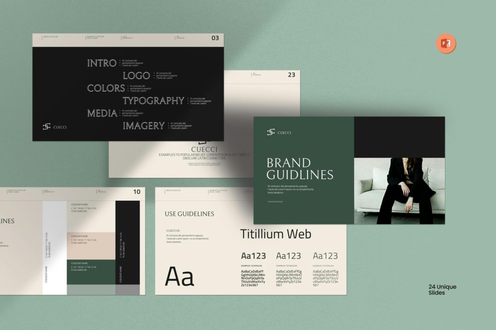 创意简约品牌营销策划演示文稿设计ppt模版 Brand Guidelines Presentation Template 幻灯图表 sucaiwan.com