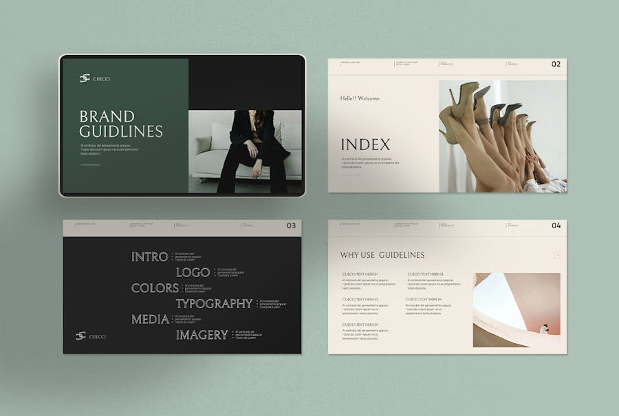 创意简约品牌营销策划演示文稿设计ppt模版 Brand Guidelines Presentation Template 幻灯图表 sucaiwan.com