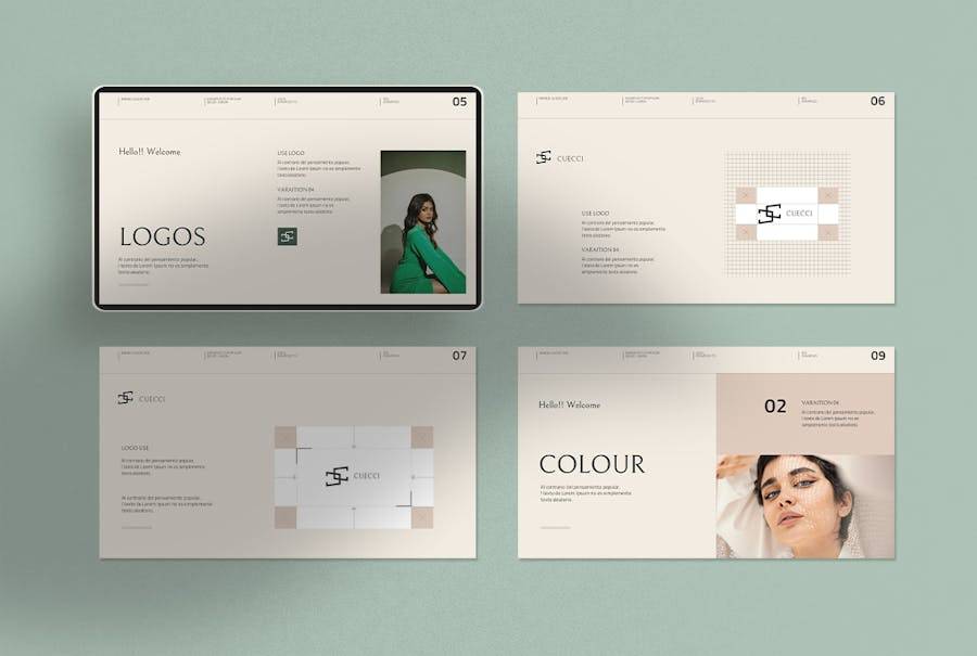 创意简约品牌营销策划演示文稿设计ppt模版 Brand Guidelines Presentation Template 幻灯图表 sucaiwan.com