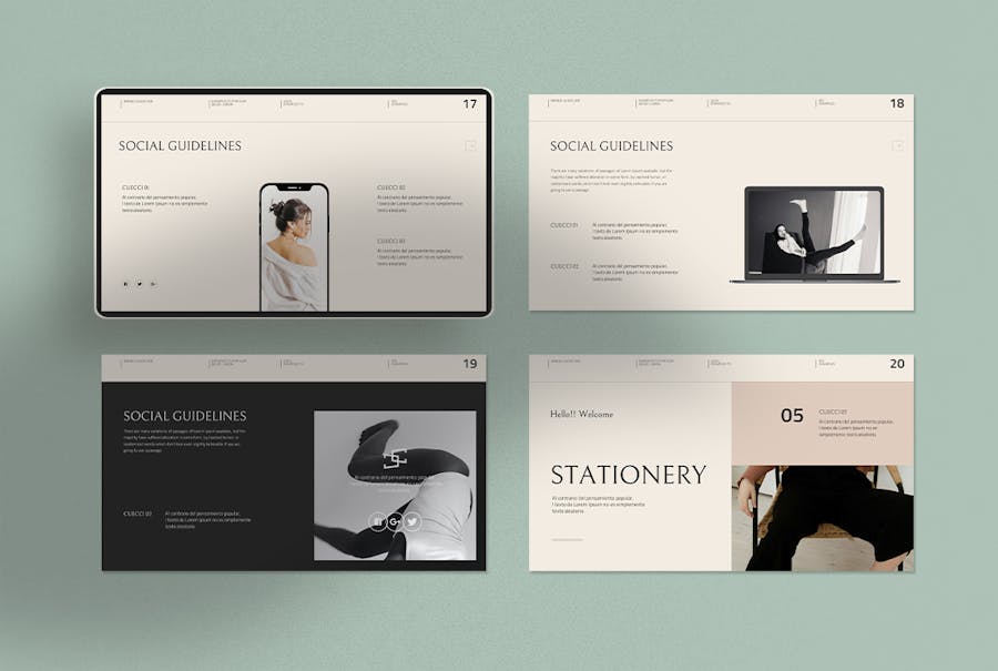 创意简约品牌营销策划演示文稿设计ppt模版 Brand Guidelines Presentation Template 幻灯图表 sucaiwan.com
