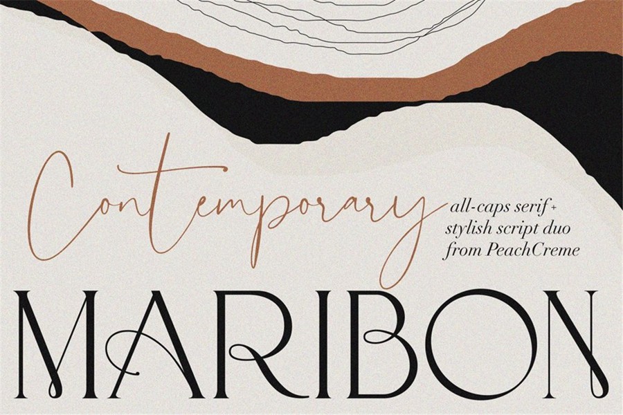 英文字体:现代奢华古典美学优雅艺术花体杂志标题排版衬线字体 MARIBON Script And Serif Duo , 第1张-素材湾丨精选海外优质设计素材资源 英文字体:现代奢华古典美学优雅艺术花体杂志标题排版衬线字体 MARIBON Script And Serif Duo , sucaiwan.com