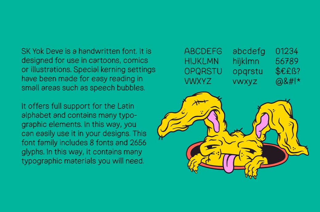 儿童卡通漫画插图海报设计封面标题手写字体 SK Yok Deve Font 设计素材 sucaiwan.com