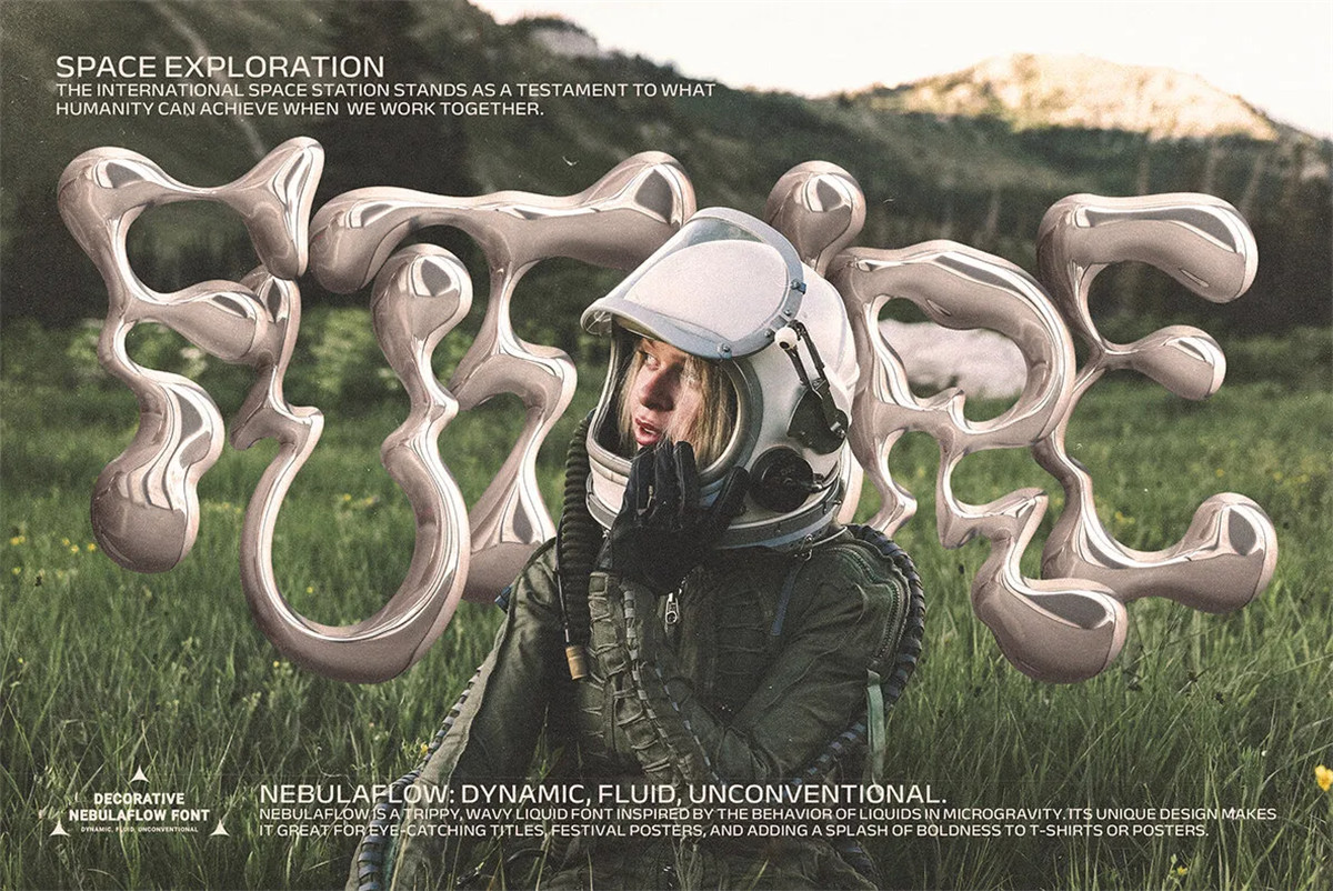 英文字体:复古趣味迷幻流体波浪微重力Y2K标题手写涂鸦排版装饰字体设计 The Nebula Flow Font 设计素材 第1张-素材湾丨精选海外优质设计素材资源 英文字体:复古趣味迷幻流体波浪微重力Y2K标题手写涂鸦排版装饰字体设计 The Nebula Flow Font 设计素材 sucaiwan.com