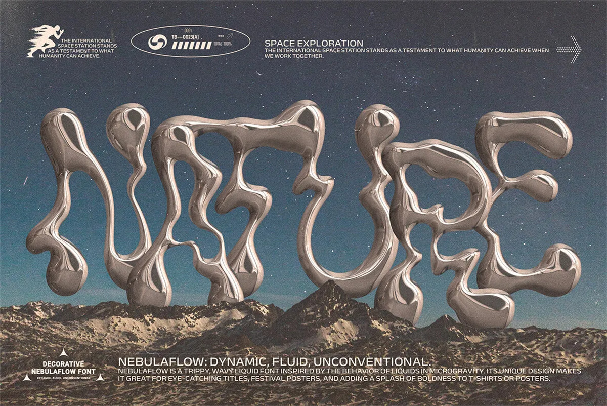 英文字体:复古趣味迷幻流体波浪微重力Y2K标题手写涂鸦排版装饰字体设计 The Nebula Flow Font 设计素材 第8张-素材湾丨精选海外优质设计素材资源 英文字体:复古趣味迷幻流体波浪微重力Y2K标题手写涂鸦排版装饰字体设计 The Nebula Flow Font 设计素材 sucaiwan.com