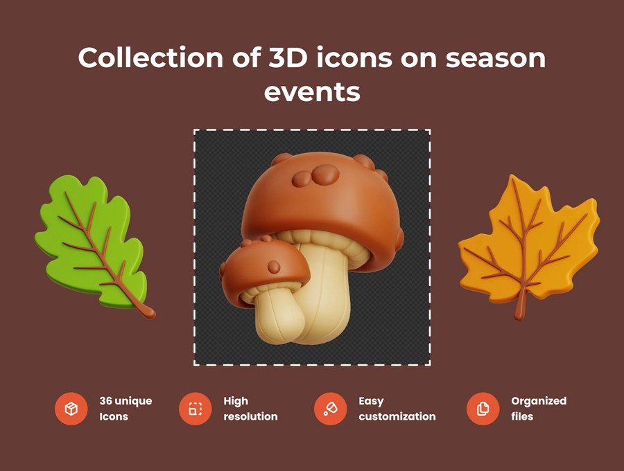 36款优质秋季松鼠松果坚果农作物3D图标Icons设计Blender/PNG/OBJ格式素材 Autumn 3D Illustration Pack 图标素材 第2张-素材湾丨精选海外优质设计素材资源 36款优质秋季松鼠松果坚果农作物3D图标Icons设计Blender/PNG/OBJ格式素材 Autumn 3D Illustration Pack 图标素材 sucaiwan.com