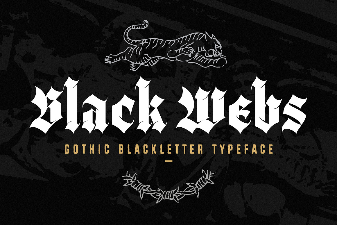 哥特式品牌海报包装徽标设计装饰英文字体安装包 Black Webs – Gothic Blackletter Typeface 设计素材 sucaiwan.com