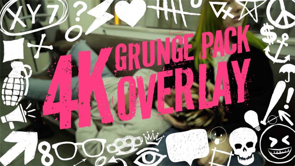达芬奇素材 潮流涂鸦手绘线条符号4K视频叠加特效 Grunge Pack Overlay 影视音频 sucaiwan.com