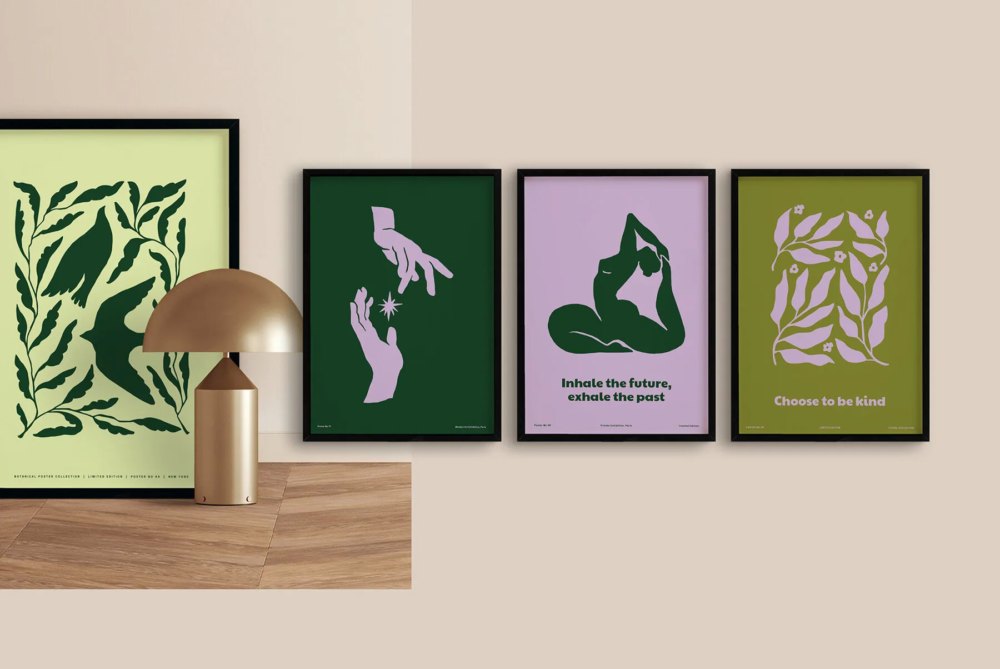 50款女性化剪影瑜伽姿势花卉抽象艺术室内壁画挂画设计AI矢量素材 Nature Life & Yoga Prints Posters 图片素材 sucaiwan.com