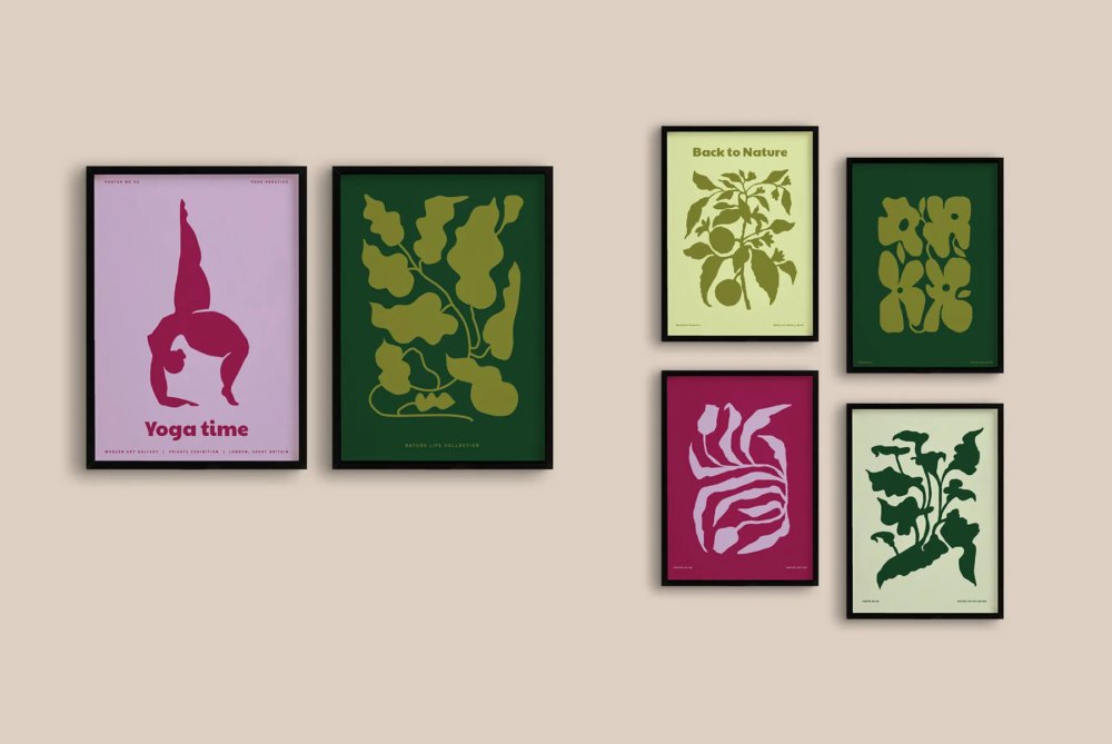 50款女性化剪影瑜伽姿势花卉抽象艺术室内壁画挂画设计AI矢量素材 Nature Life & Yoga Prints Posters 图片素材 sucaiwan.com