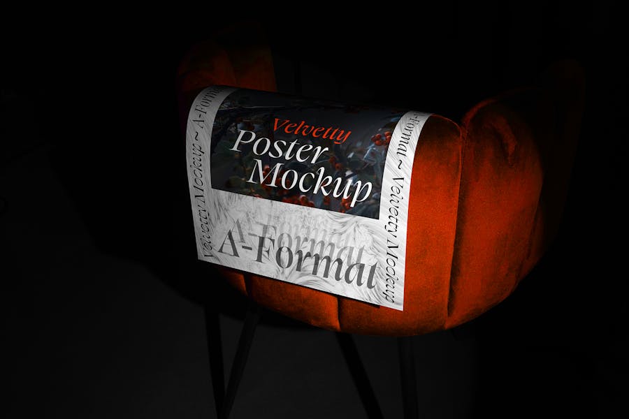 5款暗黑风格宣传单页海报招贴设计展示效果图PS智能贴图样机模板素材 Poster Mockups / Velvetty Series 样机素材 sucaiwan.com