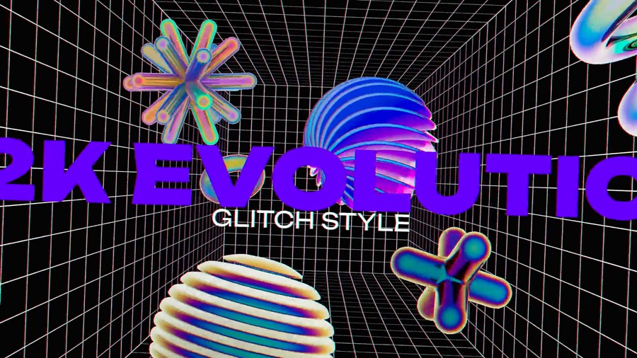 AE模板：Y2k Shapes Intro 时尚3D全息Y2K风格视频标题开场动画元素AE模板 影视音频 sucaiwan.com