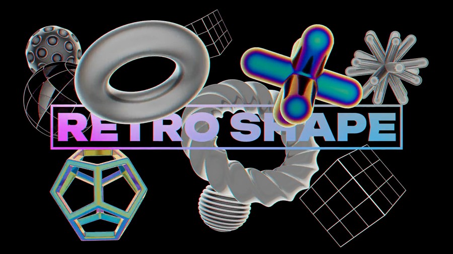 AE模板：Y2k Shapes Intro 时尚3D全息Y2K风格视频标题开场动画元素AE模板 影视音频 sucaiwan.com