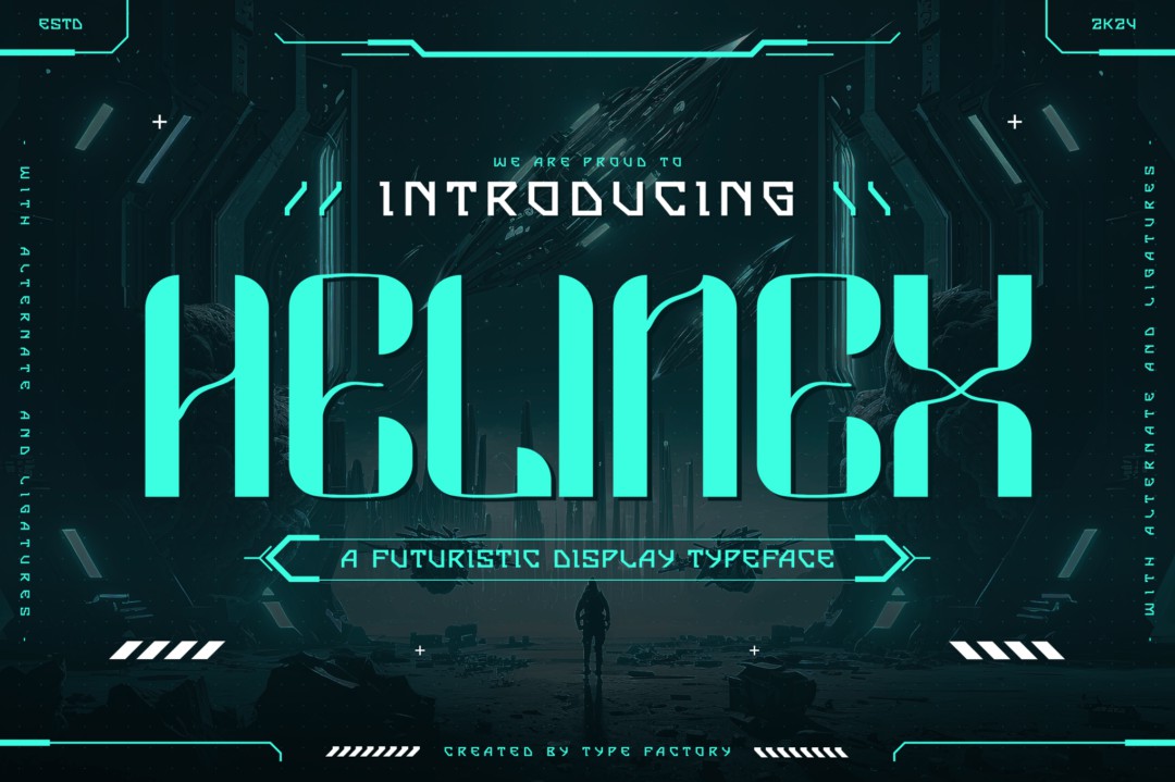 未来科幻品牌海报游戏设计装饰英文字体安装包 Helinex – Futuristic Display Typeface 设计素材 第1张-素材湾丨精选海外优质设计素材资源 未来科幻品牌海报游戏设计装饰英文字体安装包 Helinex – Futuristic Display Typeface 设计素材 sucaiwan.com