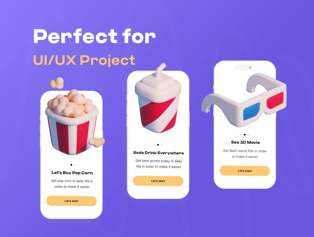 15款独特电影影院3D插图图标Icons设计Blender/PNG格式素材 Movie & Cinema 3D icon Pack 图标素材 sucaiwan.com