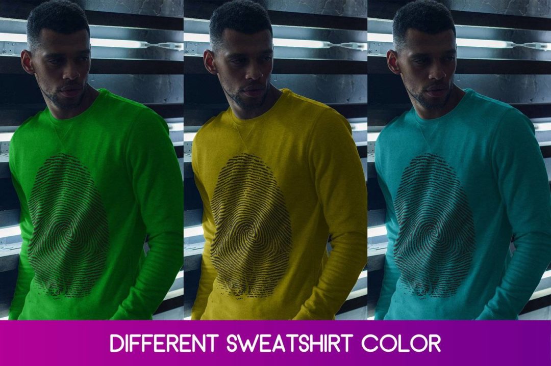 20款霓虹灯背景男士圆领长袖运动衫卫衣T恤印花图案设计展示效果图Ps贴图样机模板 Sweatshirt Mock-Up 2018 #33 样机素材 sucaiwan.com