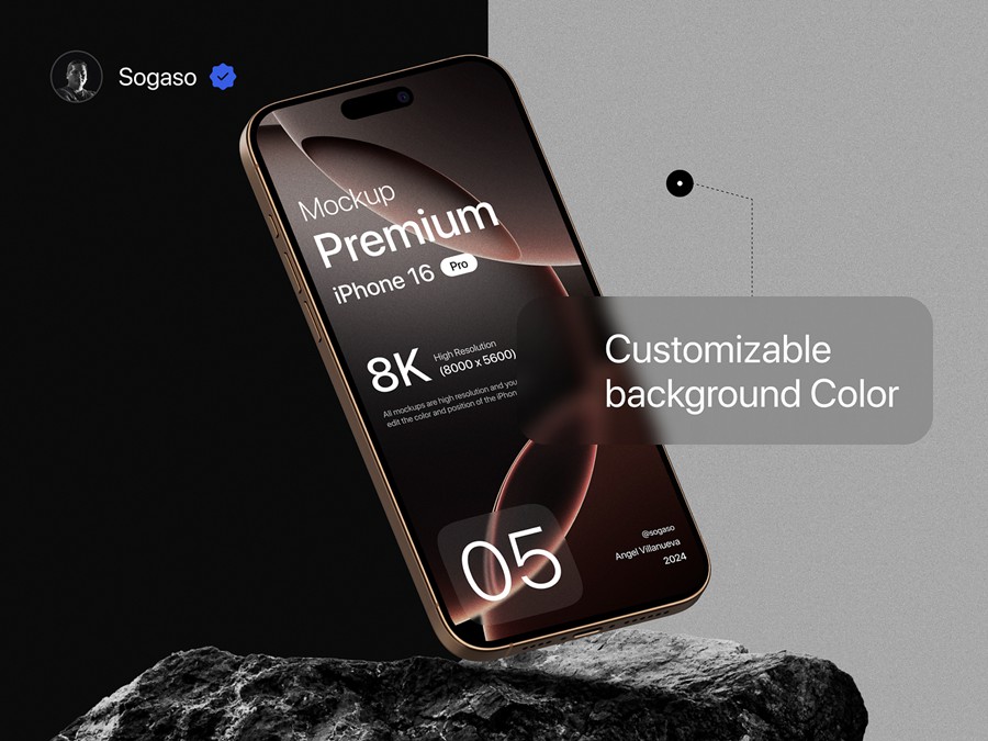 40款高级全新苹果iPhone 16 Pro手机APP UI设计效果图Ps展示样机模板 Premium iPhone 16 Pro Mockup 样机素材 第5张-素材湾丨精选海外优质设计素材资源 40款高级全新苹果iPhone 16 Pro手机APP UI设计效果图Ps展示样机模板 Premium iPhone 16 Pro Mockup 样机素材 sucaiwan.com