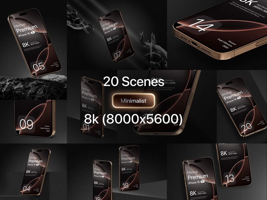 40款高级全新苹果iPhone 16 Pro手机APP UI设计效果图Ps展示样机模板 Premium iPhone 16 Pro Mockup 样机素材 第6张-素材湾丨精选海外优质设计素材资源 40款高级全新苹果iPhone 16 Pro手机APP UI设计效果图Ps展示样机模板 Premium iPhone 16 Pro Mockup 样机素材 sucaiwan.com