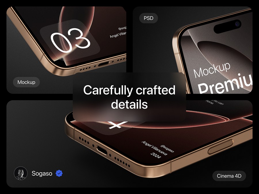 40款高级全新苹果iPhone 16 Pro手机APP UI设计效果图Ps展示样机模板 Premium iPhone 16 Pro Mockup 样机素材 第7张-素材湾丨精选海外优质设计素材资源 40款高级全新苹果iPhone 16 Pro手机APP UI设计效果图Ps展示样机模板 Premium iPhone 16 Pro Mockup 样机素材 sucaiwan.com