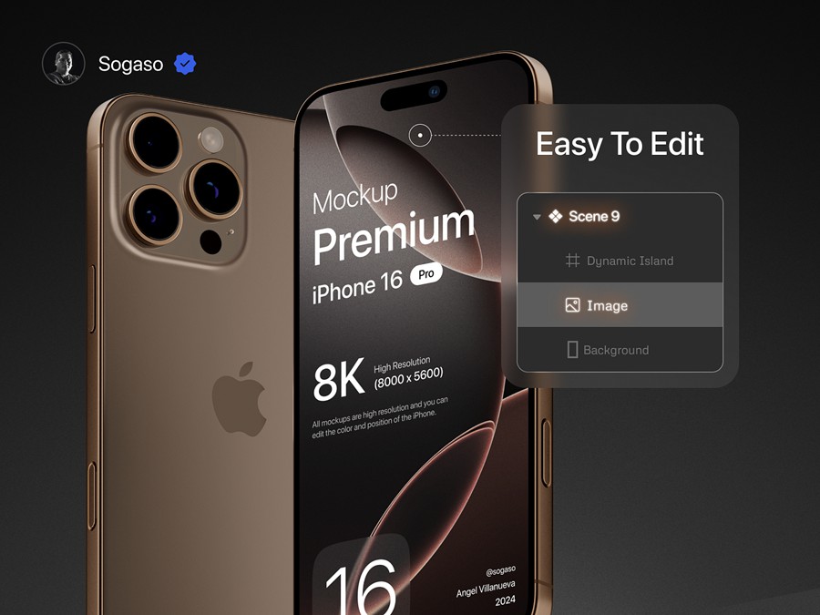 40款高级全新苹果iPhone 16 Pro手机APP UI设计效果图Ps展示样机模板 Premium iPhone 16 Pro Mockup 样机素材 第9张-素材湾丨精选海外优质设计素材资源 40款高级全新苹果iPhone 16 Pro手机APP UI设计效果图Ps展示样机模板 Premium iPhone 16 Pro Mockup 样机素材 sucaiwan.com