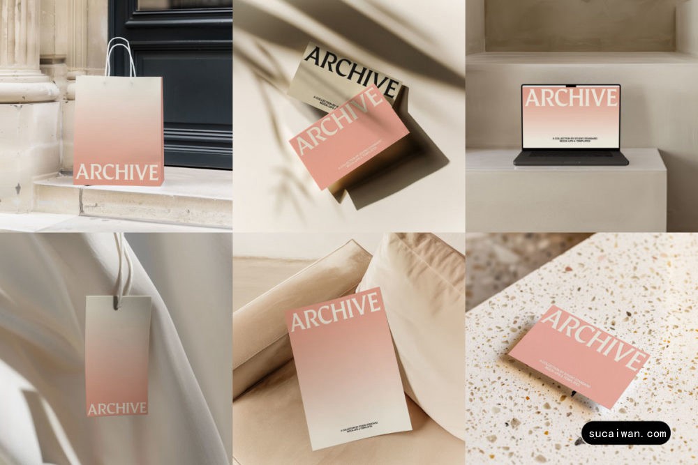 7款高级优雅品牌VI设计名片手提袋海报吊牌MacBook电脑贴图PSD样机模板 Studio Standard – Archive Collection Vol 1 样机素材 sucaiwan.com