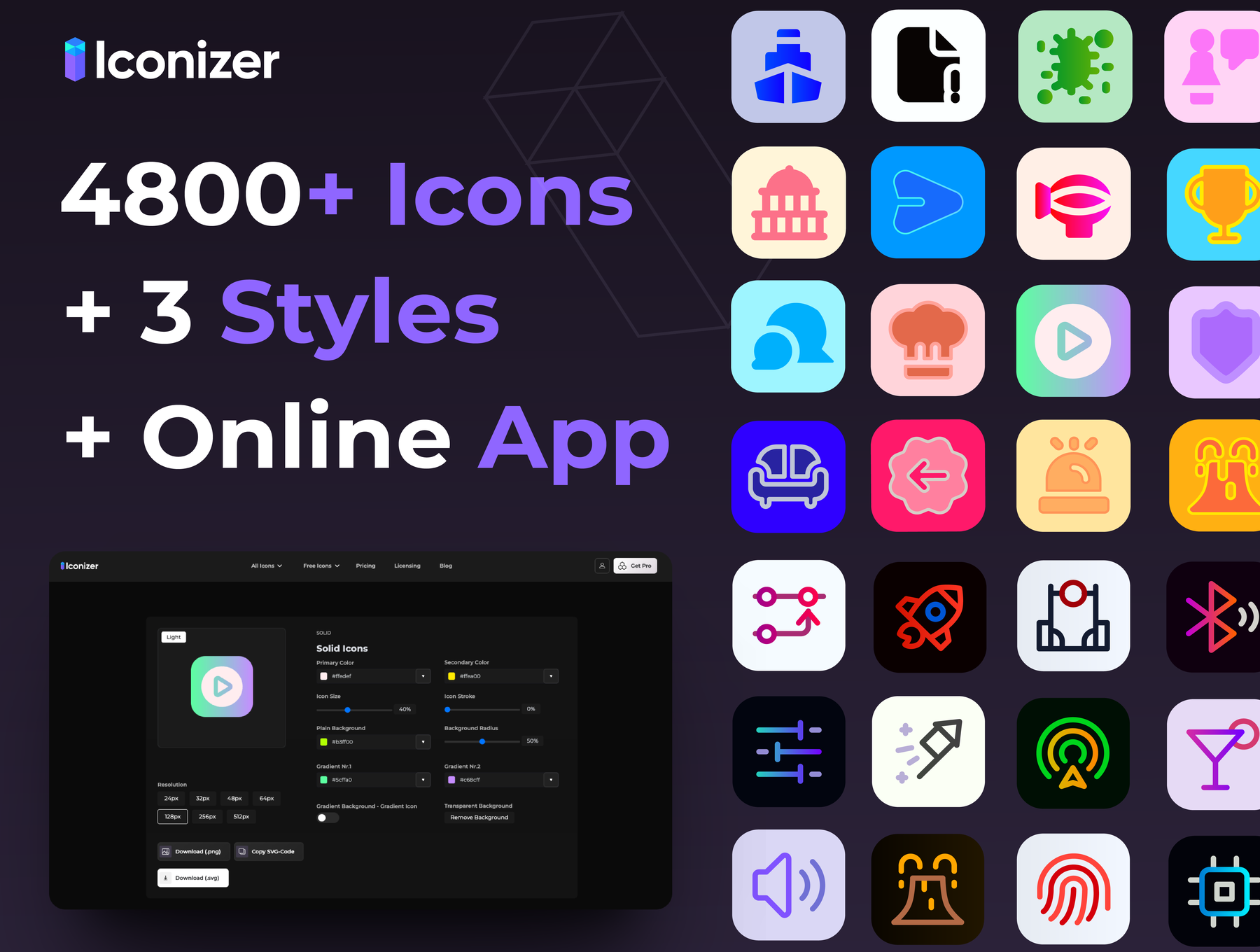 4800+款终极精美APP/网站界面设计矢量线条线稿图标Icons设计Figma/Svg格式素材 Iconizer Pro Icon Customizer 4800+ Icons, 3 Styles 图标素材 sucaiwan.com