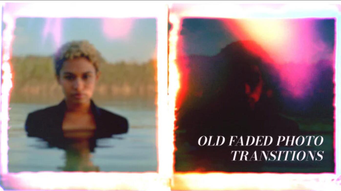 AE/PR/达芬奇模板：20个复古老旧褪色照片边框胶片漏光转场过渡 , sucaiwan.com