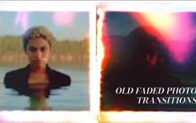 AE/PR/达芬奇模板：20个复古老旧褪色照片边框胶片漏光转场过渡