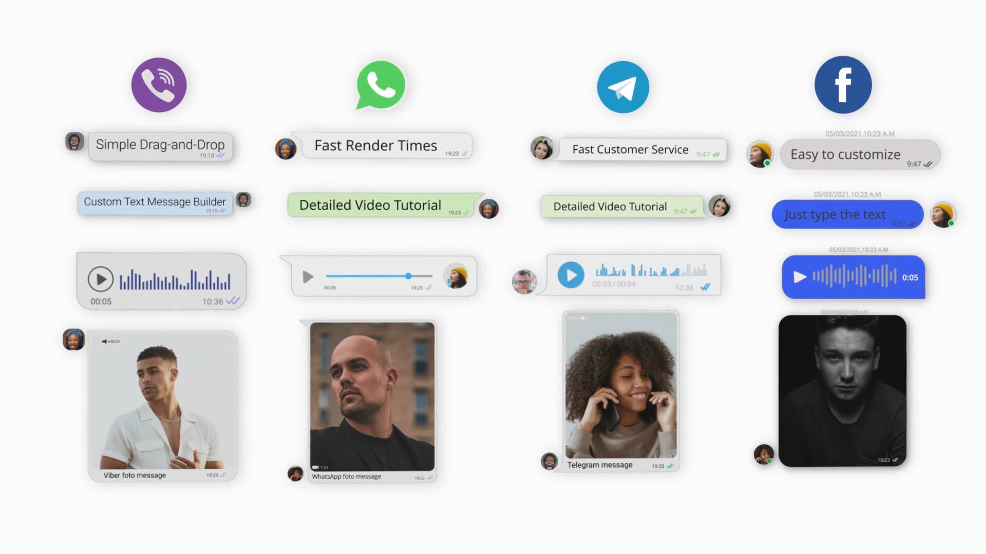 达芬奇预设：短信微信语音文本图像对话聊天记录弹窗动画效果包 , sucaiwan.com