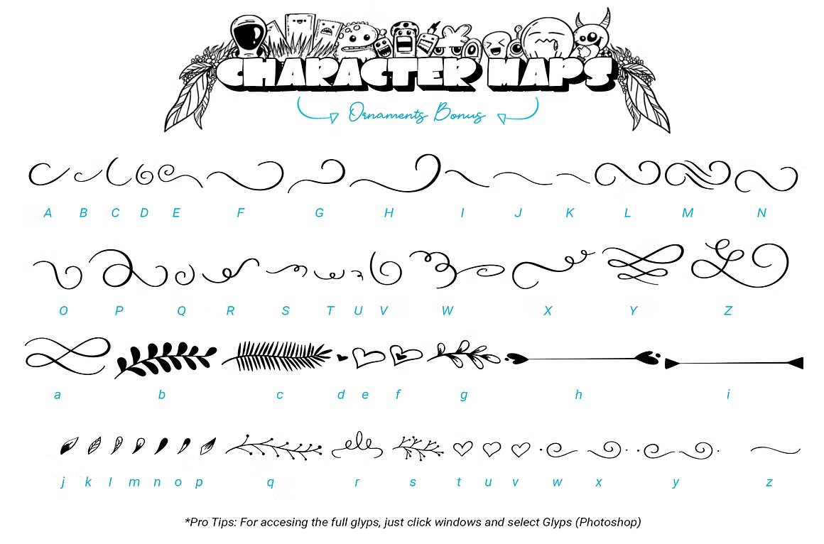 Mollusca Font Trio | Dingbats Doodle 复古漫画卡通设计/可爱壁纸/书籍封面/涂鸦字体 图片素材 sucaiwan.com