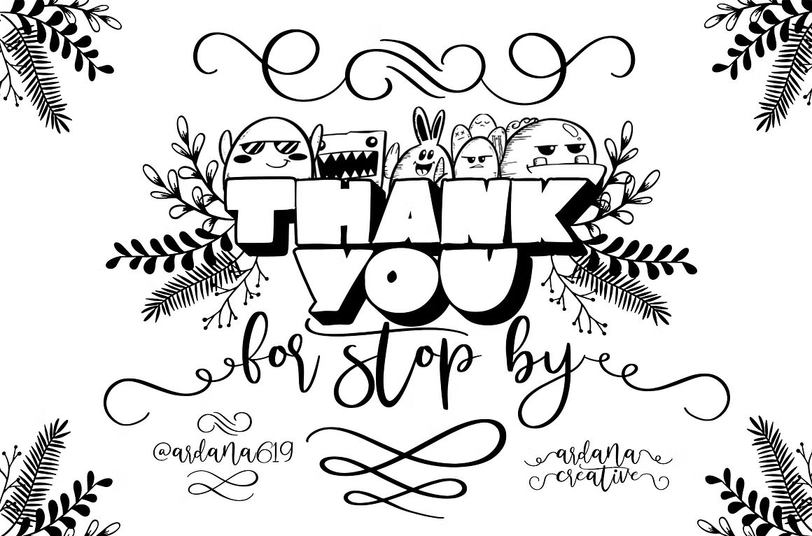 Mollusca Font Trio | Dingbats Doodle 复古漫画卡通设计/可爱壁纸/书籍封面/涂鸦字体 图片素材 sucaiwan.com