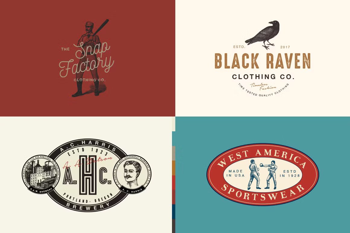 32 Vintage Logo Templates (Vol. 3) 32个复古AI矢量LOGO插图 图标素材 sucaiwan.com