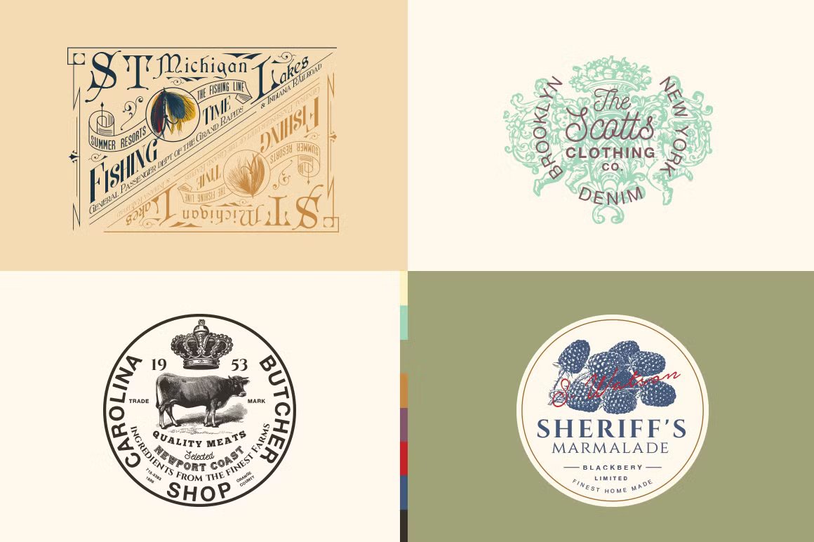 32 Vintage Logo Templates (Vol. 3) 32个复古AI矢量LOGO插图 图标素材 sucaiwan.com
