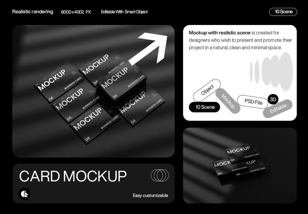 10款高级黑化风Logo设计VI贴图商务名片展示效果图PSD样机模板 Elegant Black Business Card Mockup 样机素材 第1张-素材湾丨精选海外优质设计素材资源 10款高级黑化风Logo设计VI贴图商务名片展示效果图PSD样机模板 Elegant Black Business Card Mockup 样机素材 sucaiwan.com