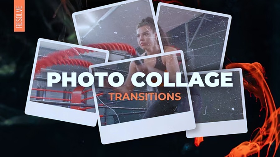 Photo Collage Transitions 10种4K视频照片拼贴转场过渡达芬奇预设DaVinci Resolve Macros 插件预设 sucaiwan.com