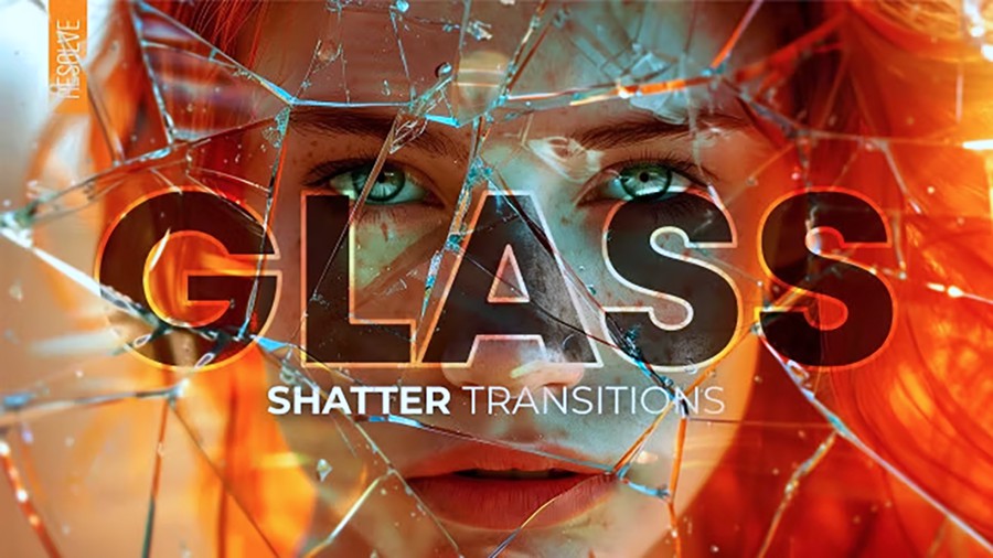Glass Shatter Transitions 8种玻璃破碎转场过渡达芬奇预设DaVinci Resolve Macros 插件预设 sucaiwan.com