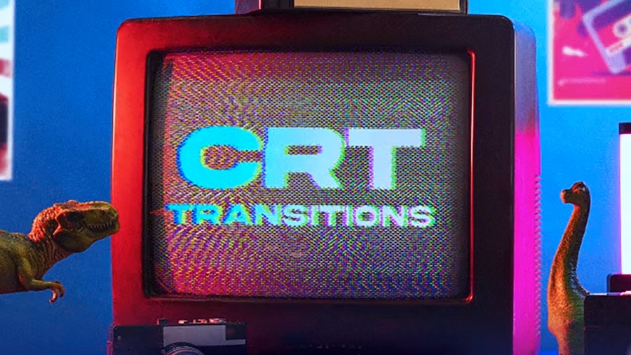 CRT Transitions 8种4K复古独特数字CRT转场过渡达芬奇预设DaVinci Resolve Macros 插件预设 sucaiwan.com