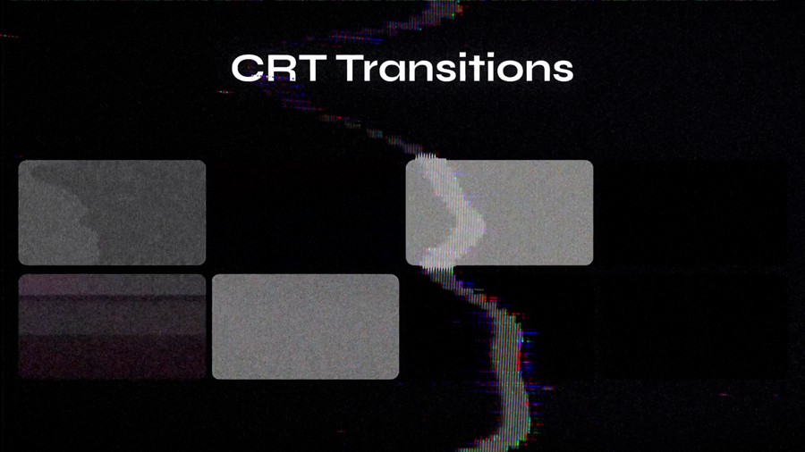 CRT Transitions 8种4K复古独特数字CRT转场过渡达芬奇预设DaVinci Resolve Macros 插件预设 sucaiwan.com