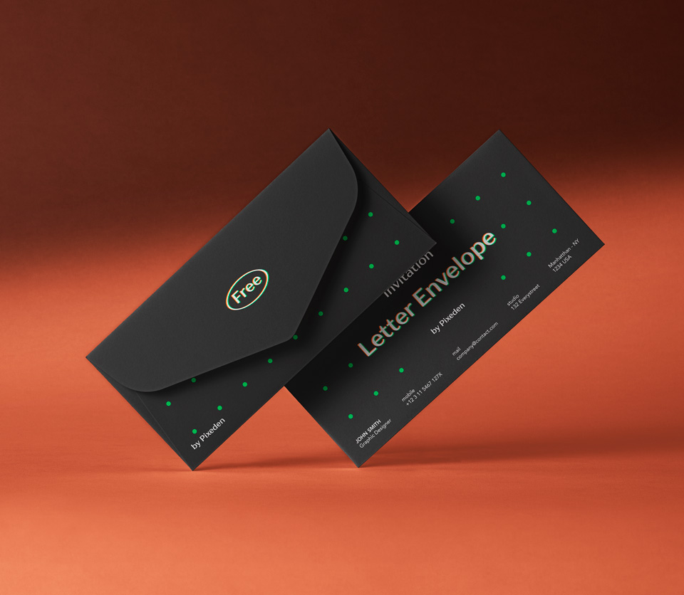 时尚逼真Vi品牌Logo设计办公文具信封展示PS贴图样机模板素材 Stationery Letter Envelope Psd Mockup Set 样机素材 sucaiwan.com