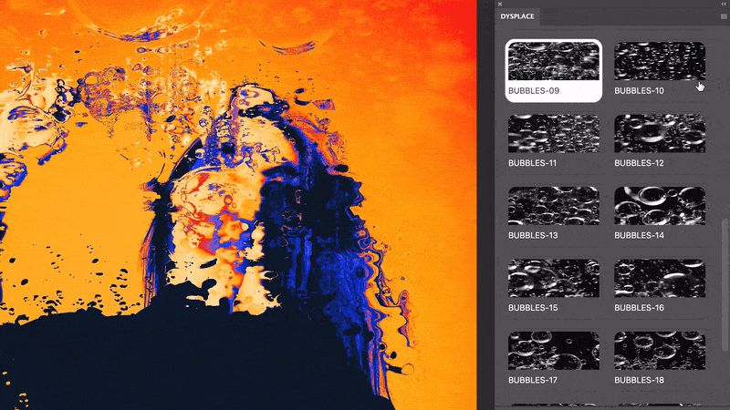 PS插件:一键生成复古抽象艺术海报/标题文字效果/扭曲/位移/气泡/扫描/噪点流体印刷置换特效 DYSPLACE - Displacement Photoshop Plugin 插件预设 第3张-素材湾丨精选海外优质设计素材资源 PS插件:一键生成复古抽象艺术海报/标题文字效果/扭曲/位移/气泡/扫描/噪点流体印刷置换特效 DYSPLACE - Displacement Photoshop Plugin 插件预设 sucaiwan.com