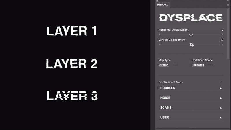 PS插件:一键生成复古抽象艺术海报/标题文字效果/扭曲/位移/气泡/扫描/噪点流体印刷置换特效 DYSPLACE - Displacement Photoshop Plugin 插件预设 第6张-素材湾丨精选海外优质设计素材资源 PS插件:一键生成复古抽象艺术海报/标题文字效果/扭曲/位移/气泡/扫描/噪点流体印刷置换特效 DYSPLACE - Displacement Photoshop Plugin 插件预设 sucaiwan.com