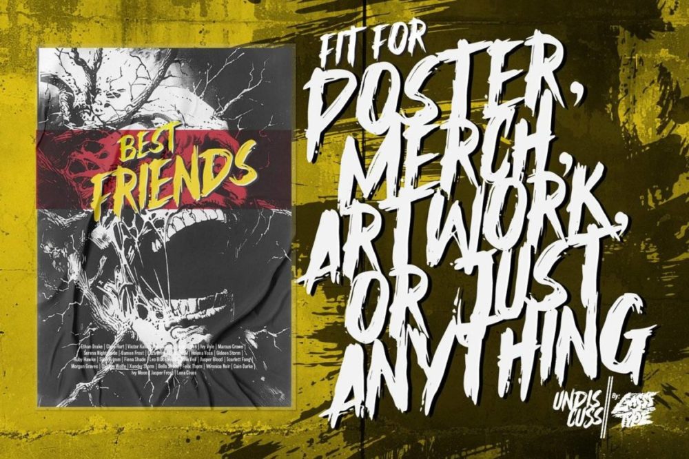 哥特式黑暗恐怖海报徽标设计手写英文字体安装包 Undiscuss – Horror Brush Font 设计素材 第2张-素材湾丨精选海外优质设计素材资源 哥特式黑暗恐怖海报徽标设计手写英文字体安装包 Undiscuss – Horror Brush Font 设计素材 sucaiwan.com