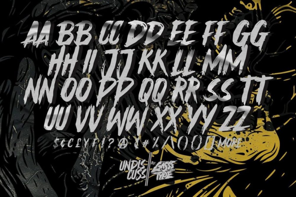 哥特式黑暗恐怖海报徽标设计手写英文字体安装包 Undiscuss – Horror Brush Font 设计素材 第3张-素材湾丨精选海外优质设计素材资源 哥特式黑暗恐怖海报徽标设计手写英文字体安装包 Undiscuss – Horror Brush Font 设计素材 sucaiwan.com