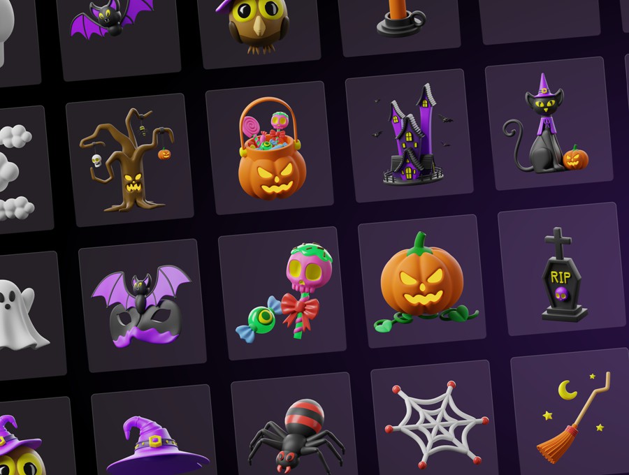 30款优质卡通趣味恐怖万圣节南瓜僵尸3D图标Icons设计Figma/PSD/PNG格式设计素材 3D Trick-or-Treat Icons 图标素材 第8张-素材湾丨精选海外优质设计素材资源 30款优质卡通趣味恐怖万圣节南瓜僵尸3D图标Icons设计Figma/PSD/PNG格式设计素材 3D Trick-or-Treat Icons 图标素材 sucaiwan.com